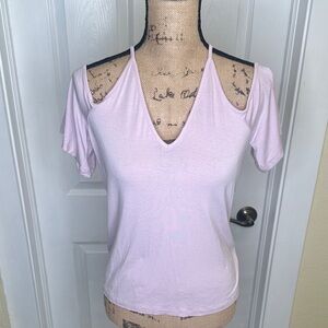 1 State Light Pink Cutout Short Sleeve Top